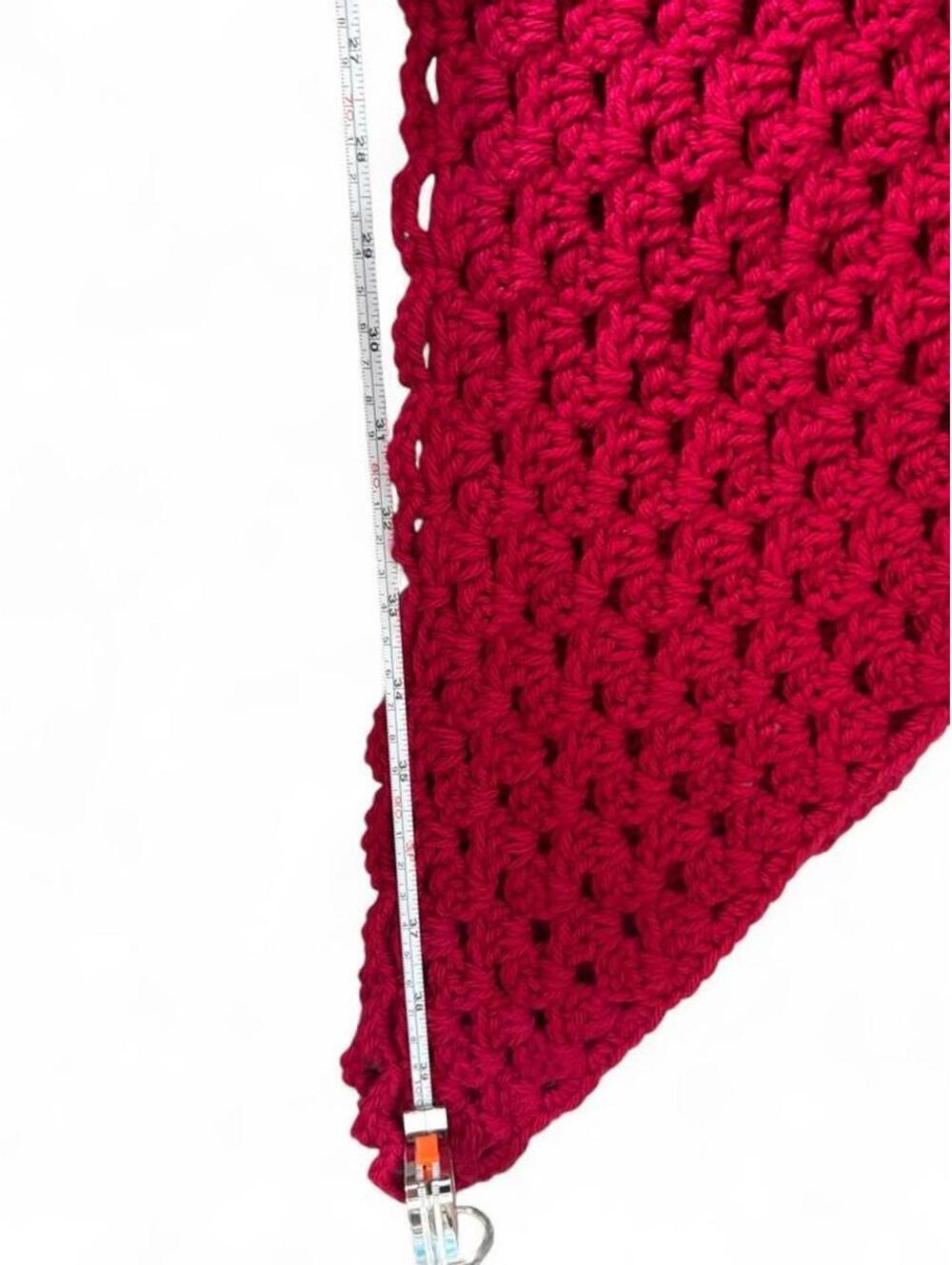 Handmade Style Raspberry Crochet Triangle Shawl Wrap - Picture 6 of 7